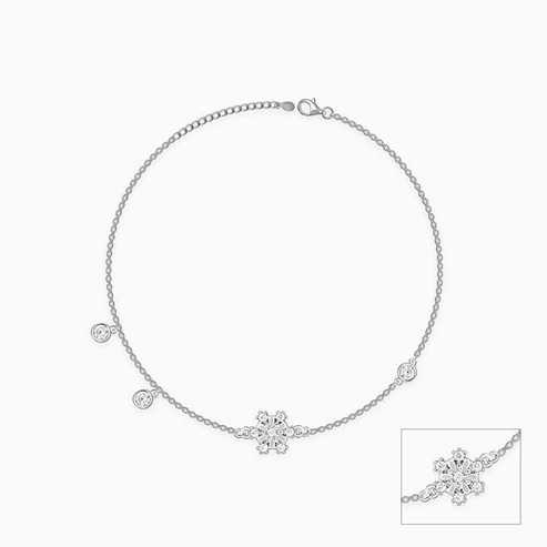 Nitya Silver Zircon Bubble Anklet