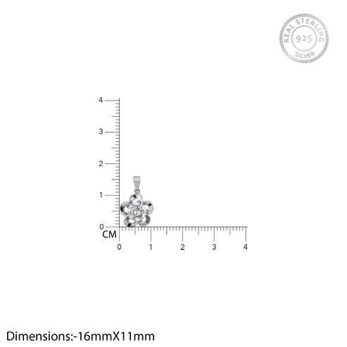 Nitya Silver Zircon Flower Pendant with Link Chain