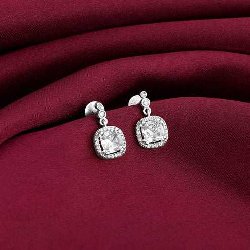 Nitya Silver Zircon Halo Earrings