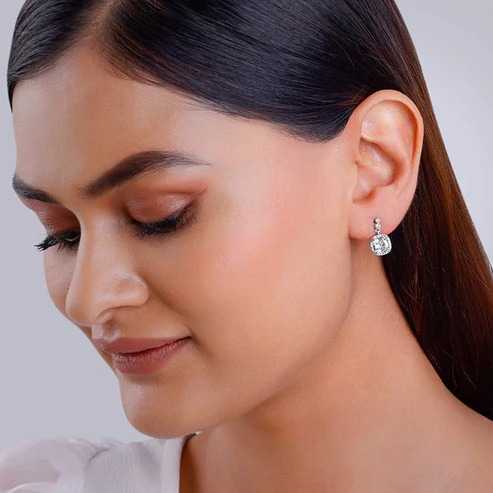 Nitya Silver Zircon Halo Earrings