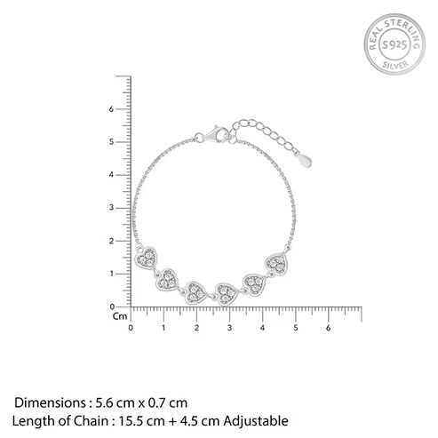 Nitya Silver Zircon Heart String Bracelet