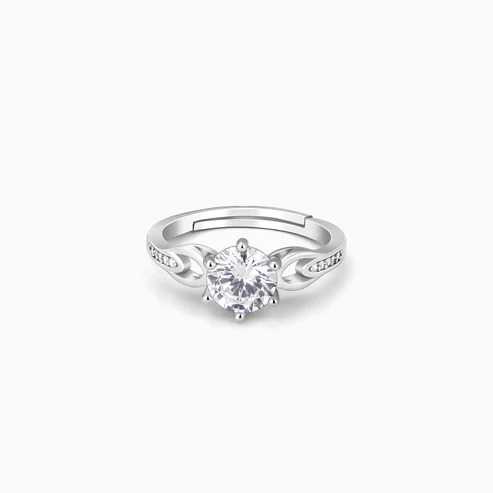Nitya Silver Zircon Sparkling Loop Ring 