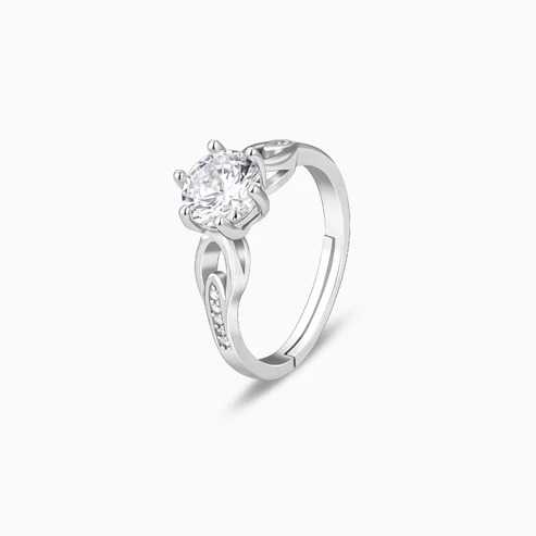 Nitya Silver Zircon Sparkling Loop Ring 