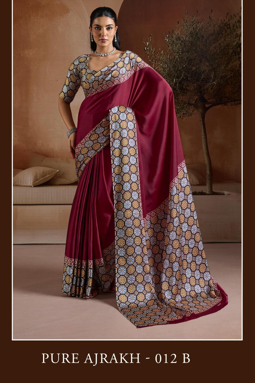Rajtex Pure Ajrakh 012 catalog saree shop in surat lowest price