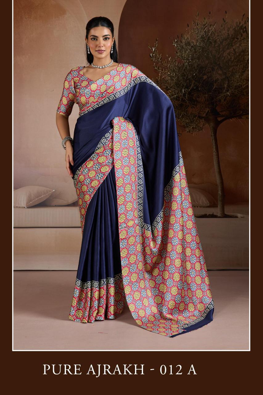 Rajtex Pure Ajrakh 012 catalog saree shop in surat lowest price