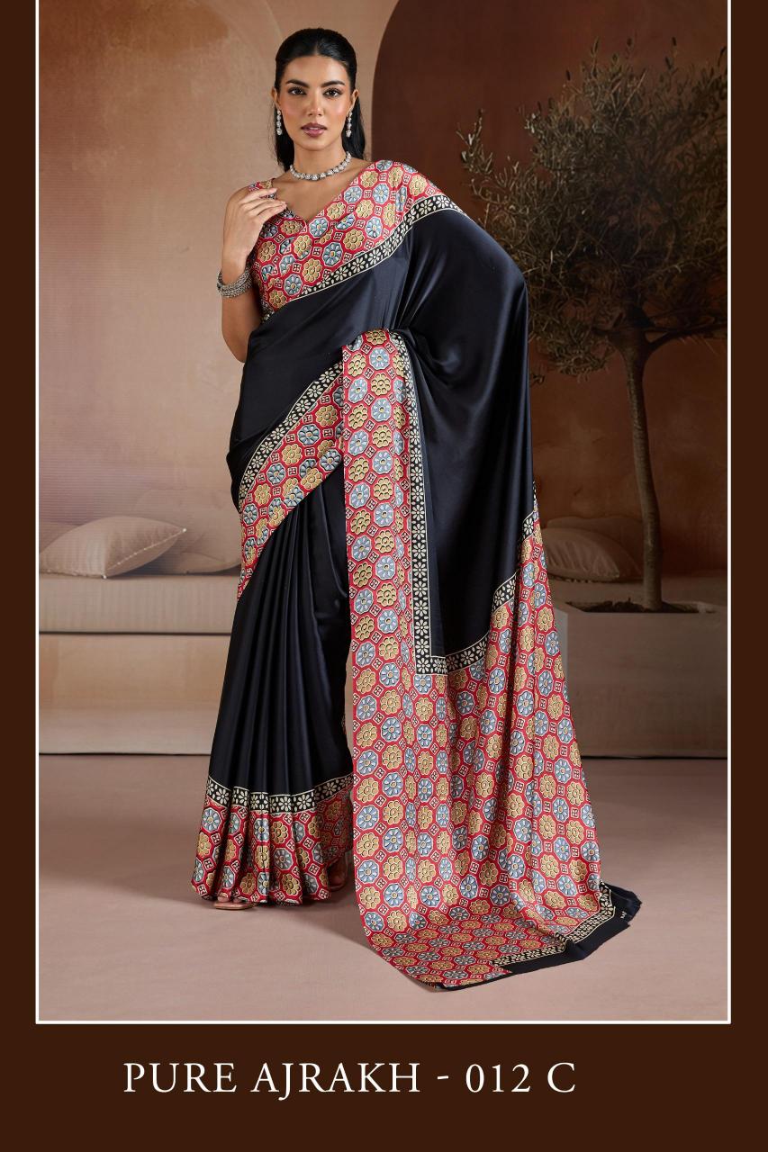 Rajtex Pure Ajrakh 012 catalog saree shop in surat lowest price