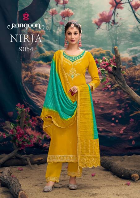 Rangoon Nirja D 9051 to 9054 catalog shibori kurtis online india