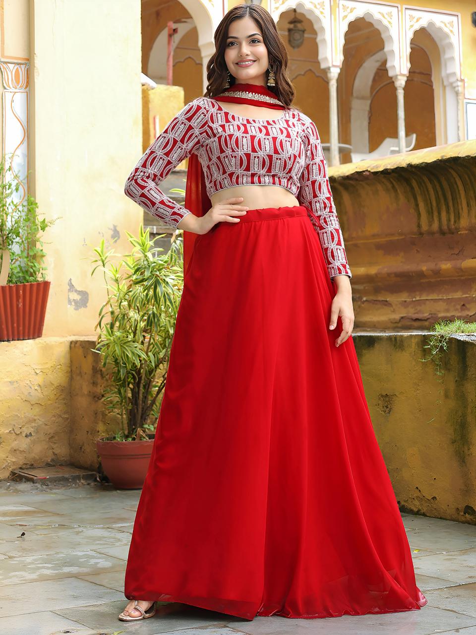 Sabella 15050 Red catalog replica lehenga online india