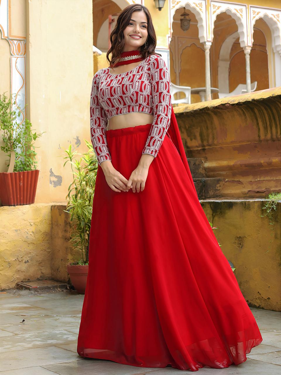 Sabella 15050 Red catalog replica lehenga online india