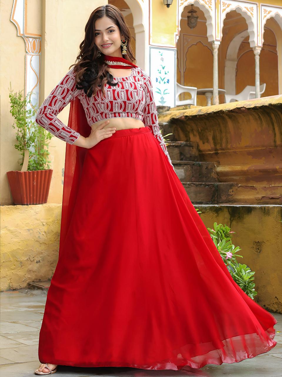 Sabella 15050 Red catalog replica lehenga online india