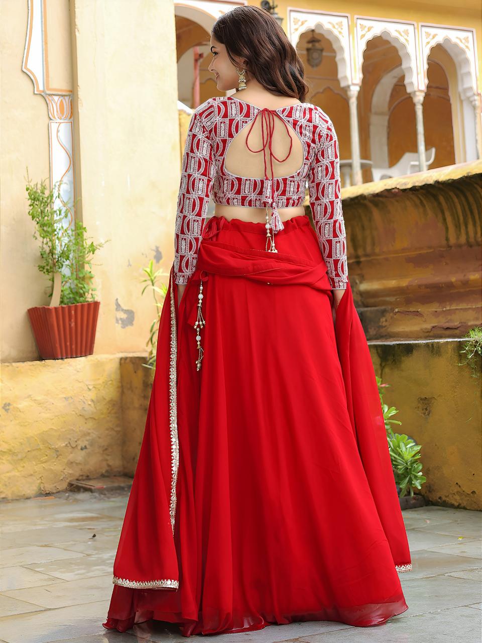 Sabella 15050 Red catalog replica lehenga online india