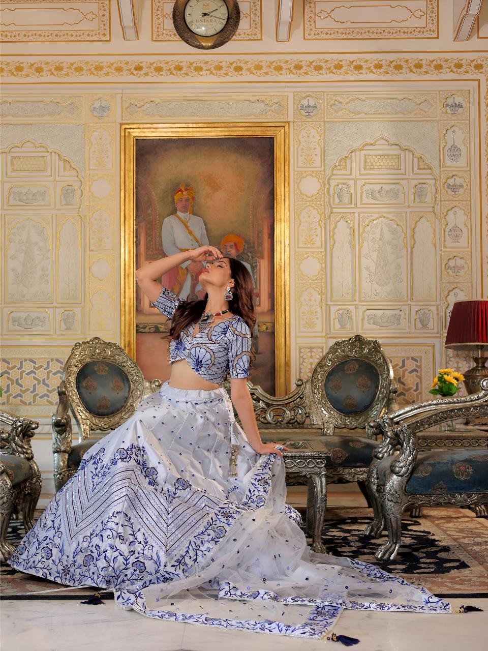 Sabella 17079 White catalog traditional lehenga online india