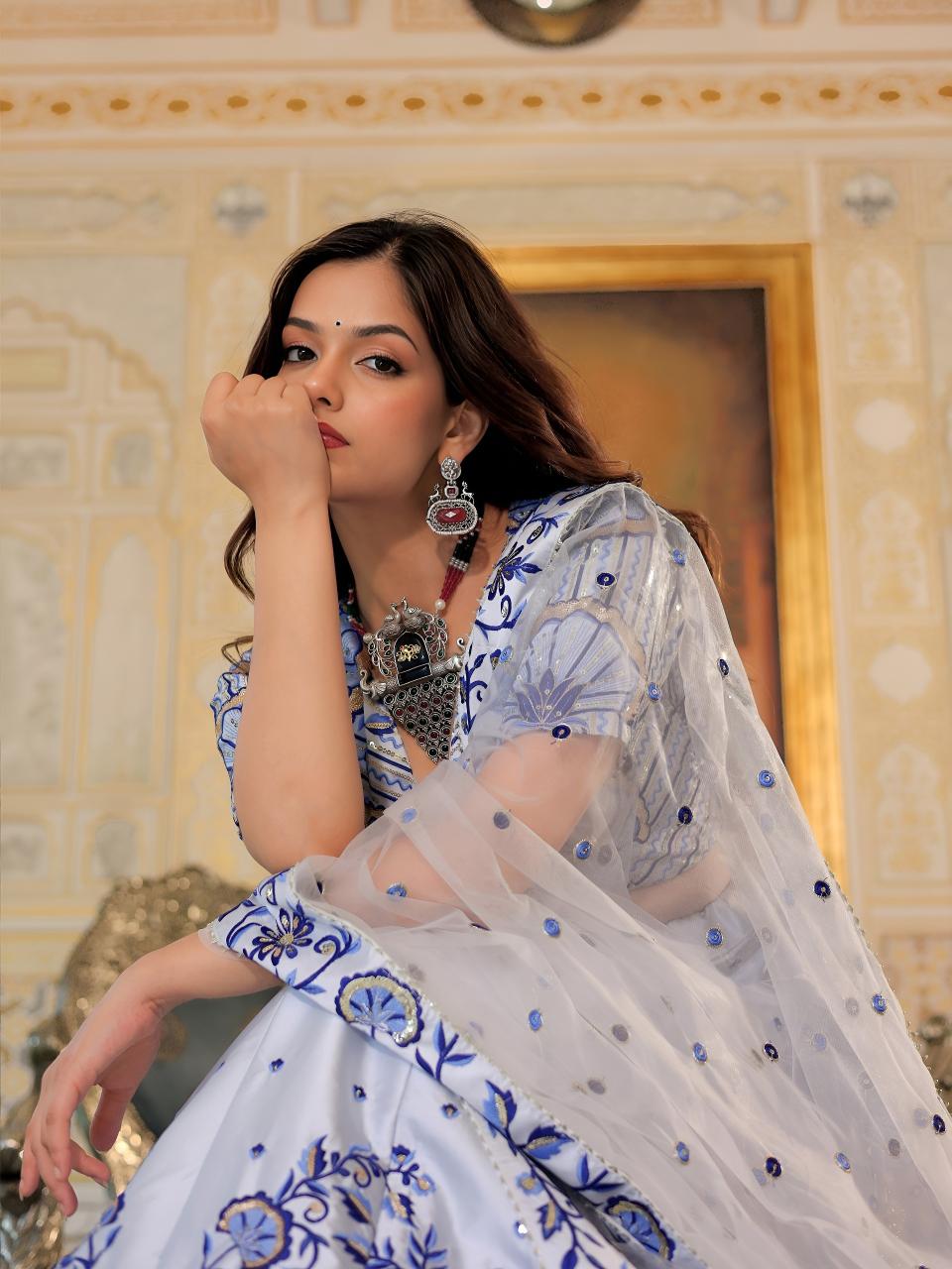 Sabella 17079 White catalog traditional lehenga online india