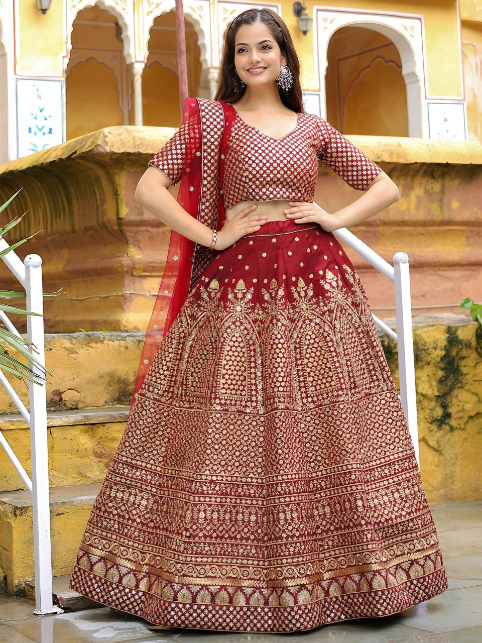 Sabella 17409 Maroon catalog bollywood style lehenga online india