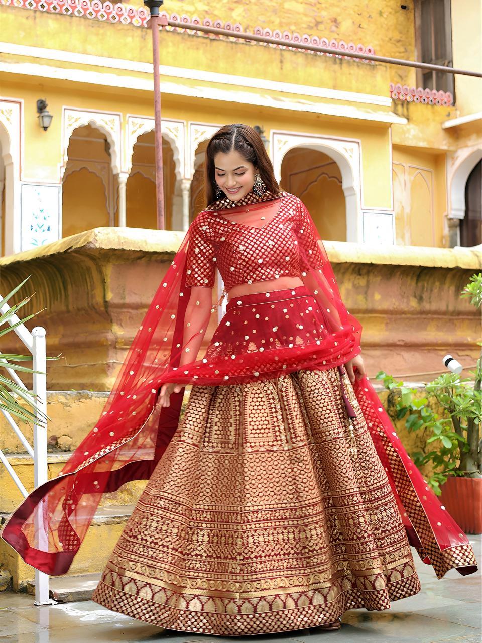 Sabella 17409 Maroon catalog bollywood style lehenga online india