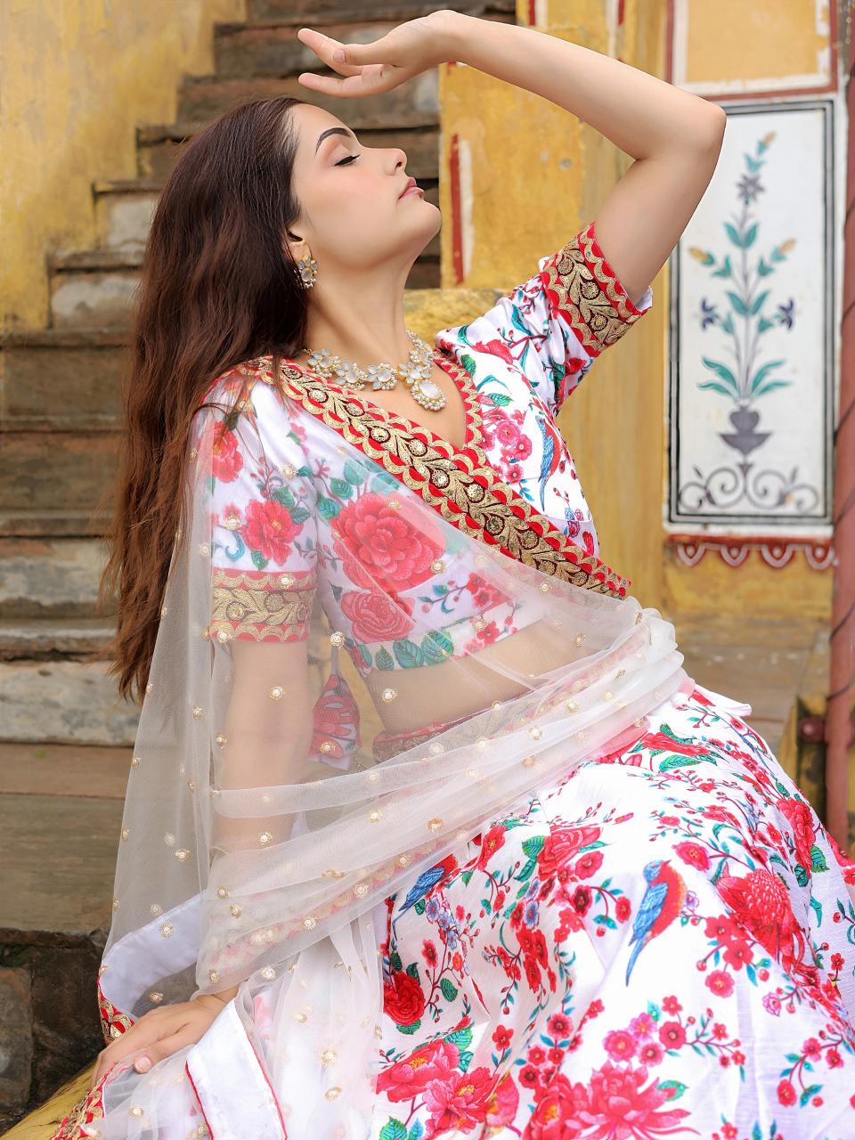 Sabella 17512 White catalog lehenga online india voonik