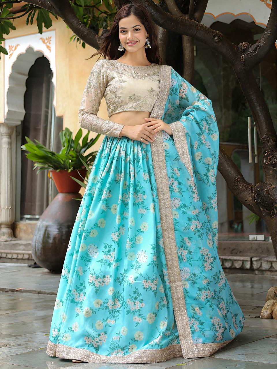 Sabella 17606 Sky Blue catalog bridal lehenga restoration in india