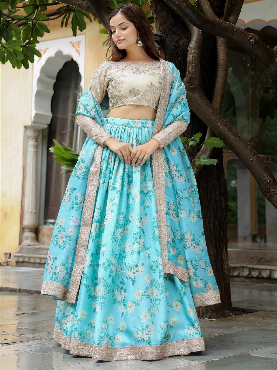 Sabella 17606 Sky Blue catalog bridal lehenga restoration in india