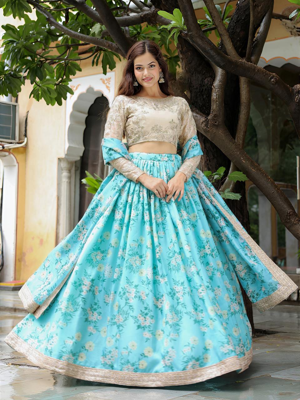 Sabella 17606 Sky Blue catalog bridal lehenga restoration in india