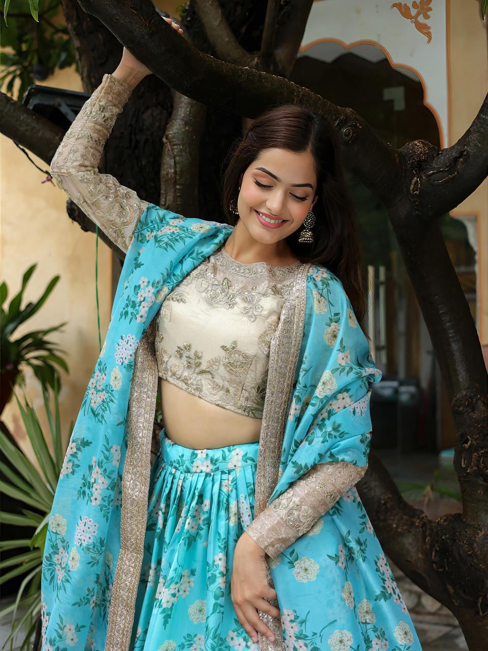 Sabella 17606 Sky Blue catalog bridal lehenga restoration in india