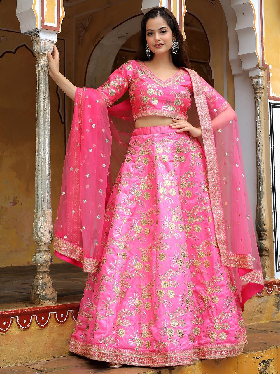 Sabella 17812 Pink catalog bridal lehengas india startup