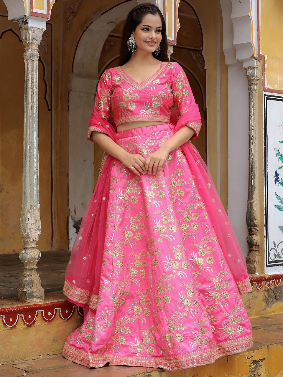 Sabella 17812 Pink catalog bridal lehengas india startup