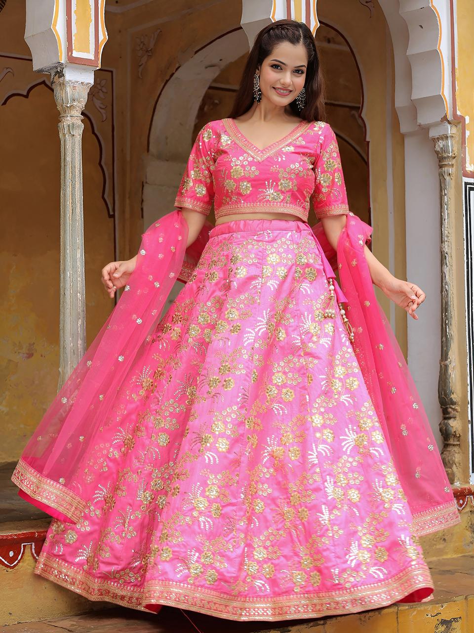 Sabella 17812 Pink catalog bridal lehengas india startup