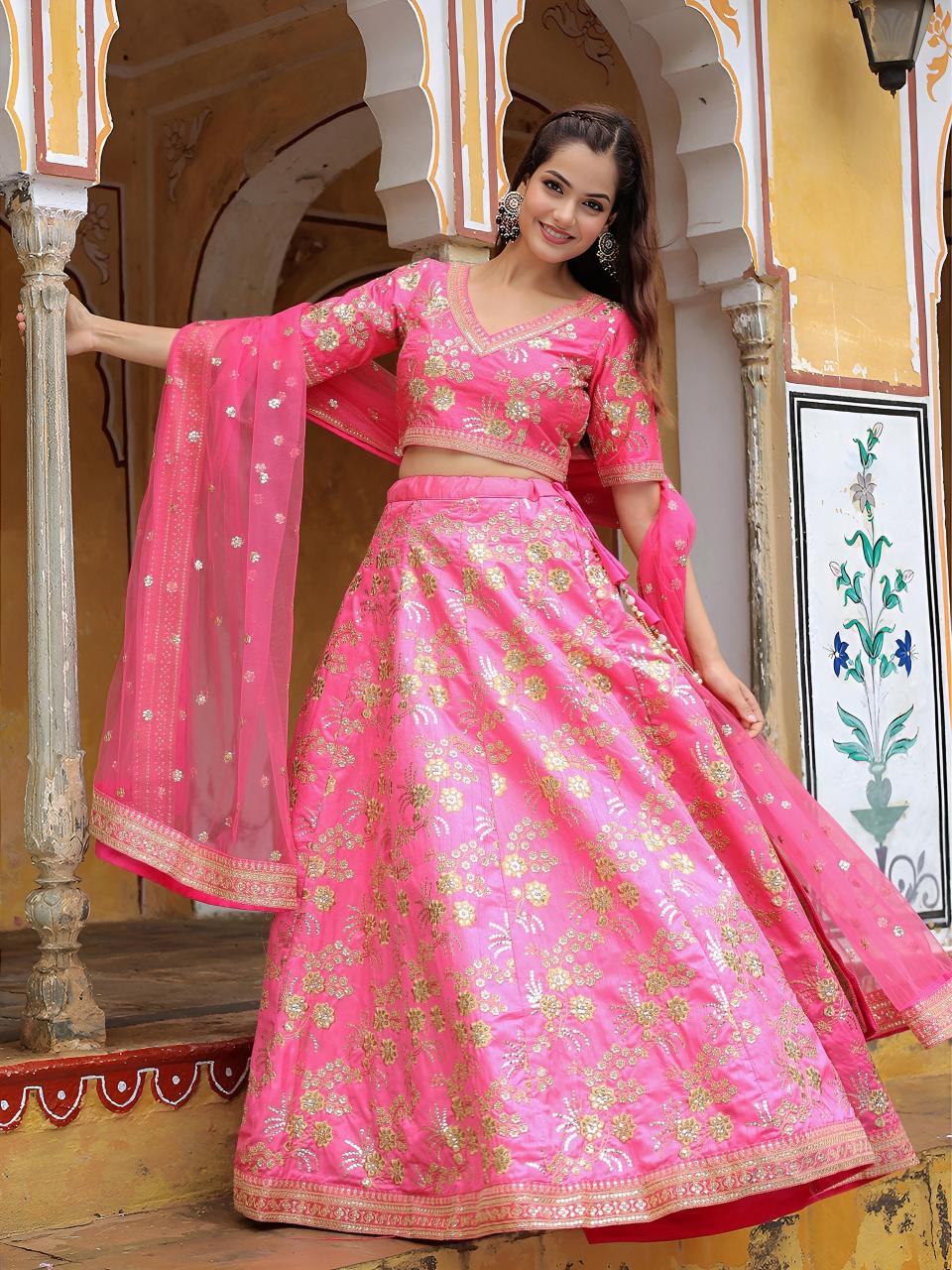 Sabella 17812 Pink catalog bridal lehengas india startup