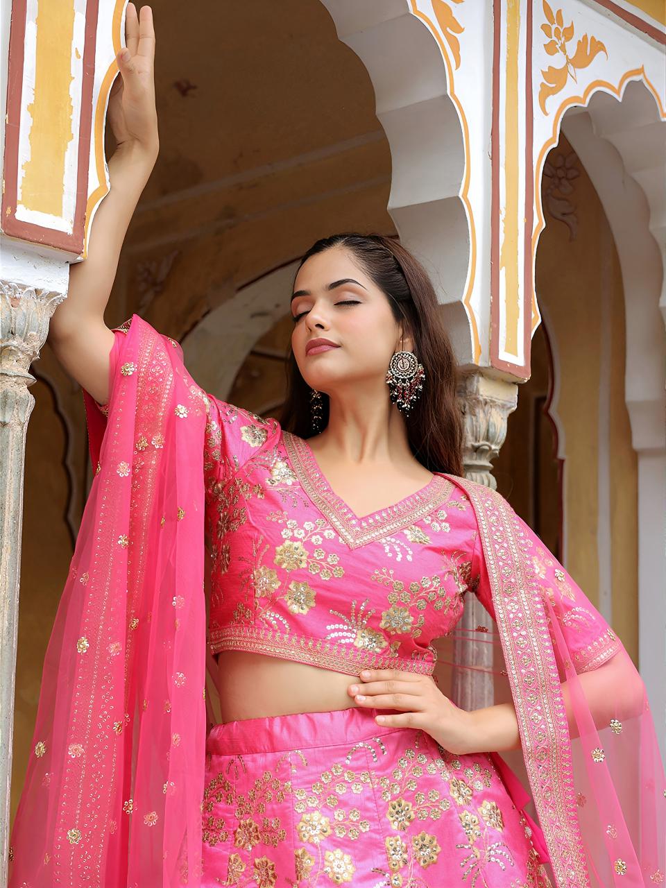 Sabella 17812 Pink catalog bridal lehengas india startup