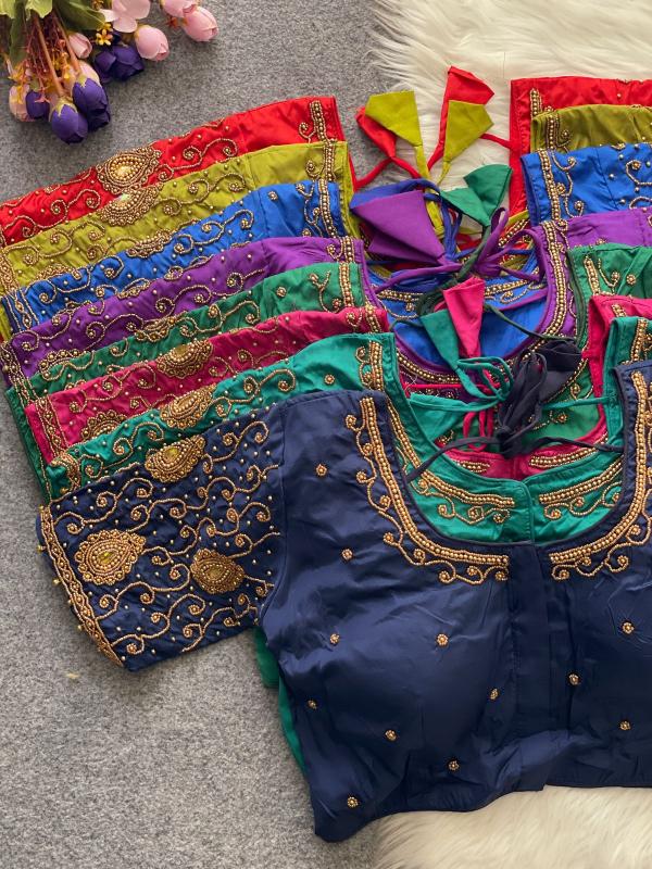 Sabella Pure Pattu Silk catalog aariwork blouse