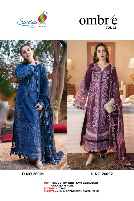 Saniya Ombre Vol 26 Catalog pakistani suits wholesale surat