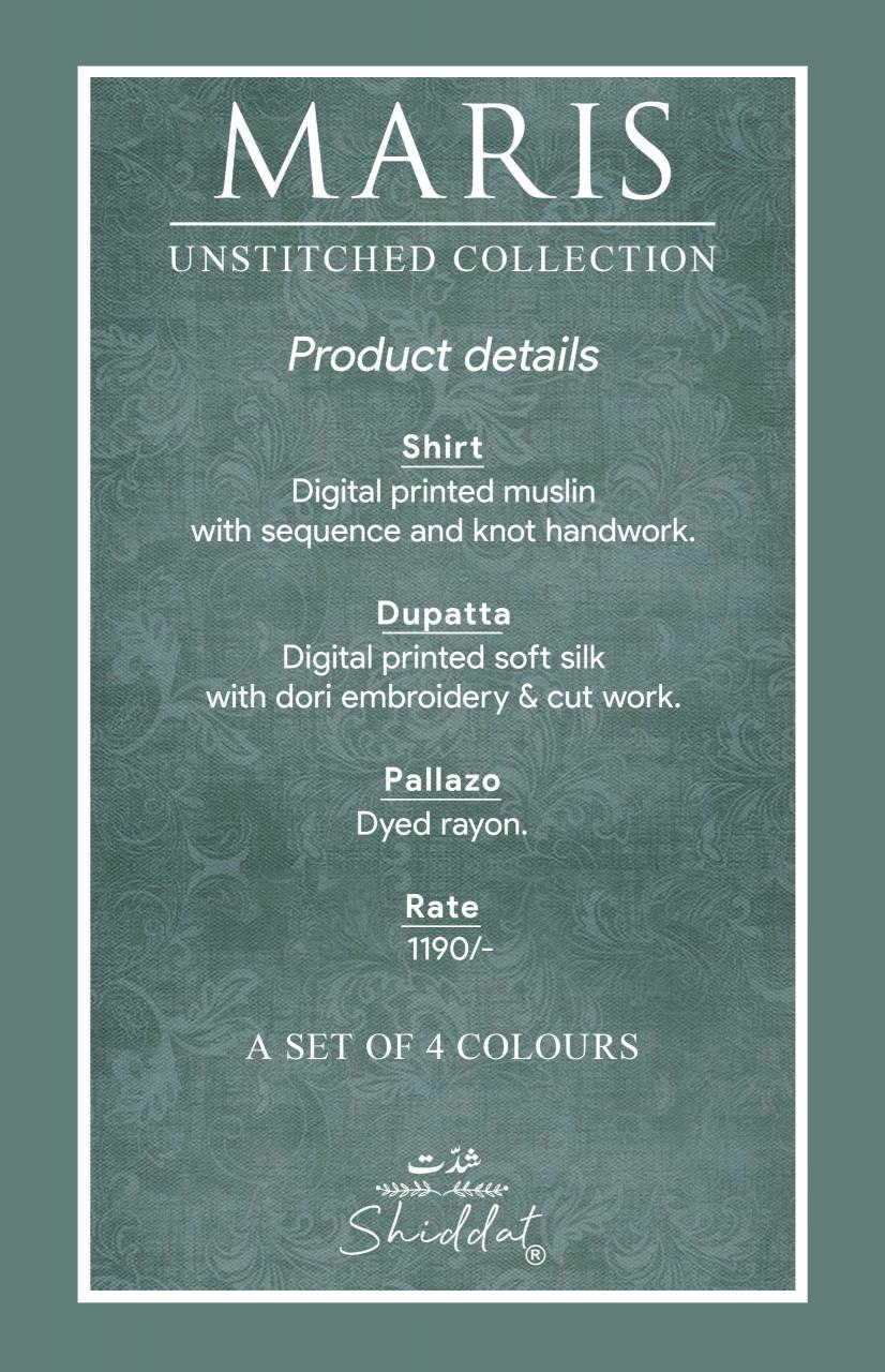 Shiddat Maris catalog wholesale salwar kameez suits