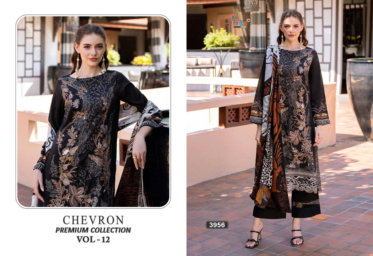 Shree Chevron Premium Collection Vol 12 Chiffon Dupatta catalog pakistani designer suits wholesale