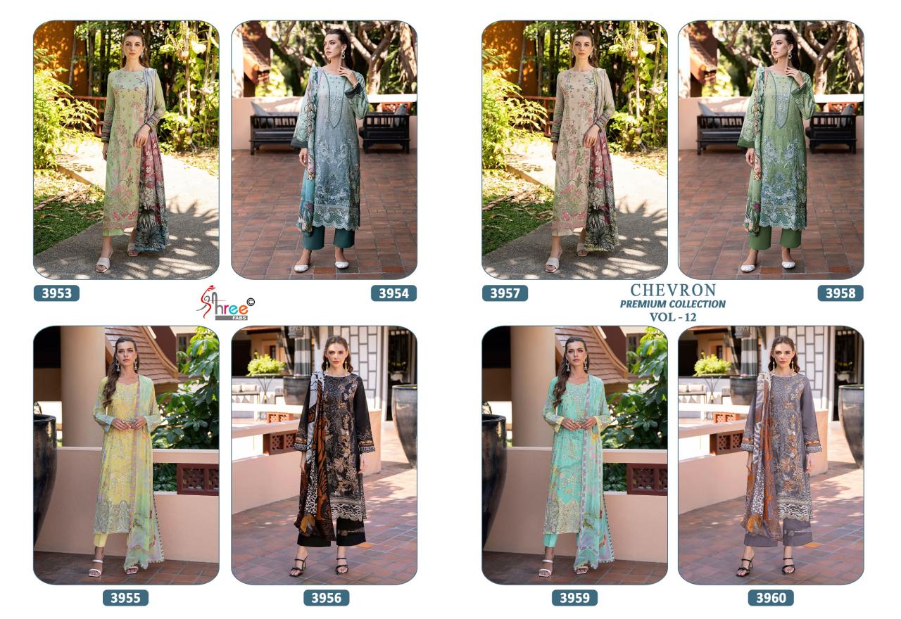 Shree Chevron Premium Collection Vol 12 Chiffon Dupatta catalog pakistani designer suits wholesale