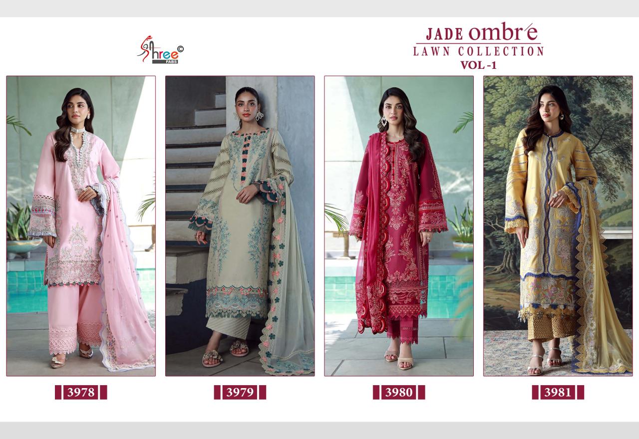Shree Fabs Jade Ombre Lawn Collection Vol 1 catalog pakistani suits wholesalers in kolkata