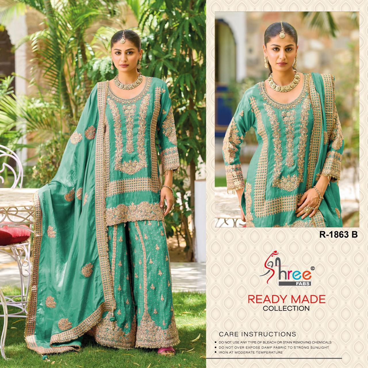 Shree Fabs R 1863 catalog akbar aslam pakistani suit wholesalers