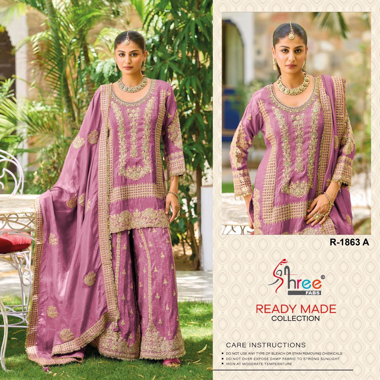 Shree Fabs R 1863 catalog akbar aslam pakistani suit wholesalers