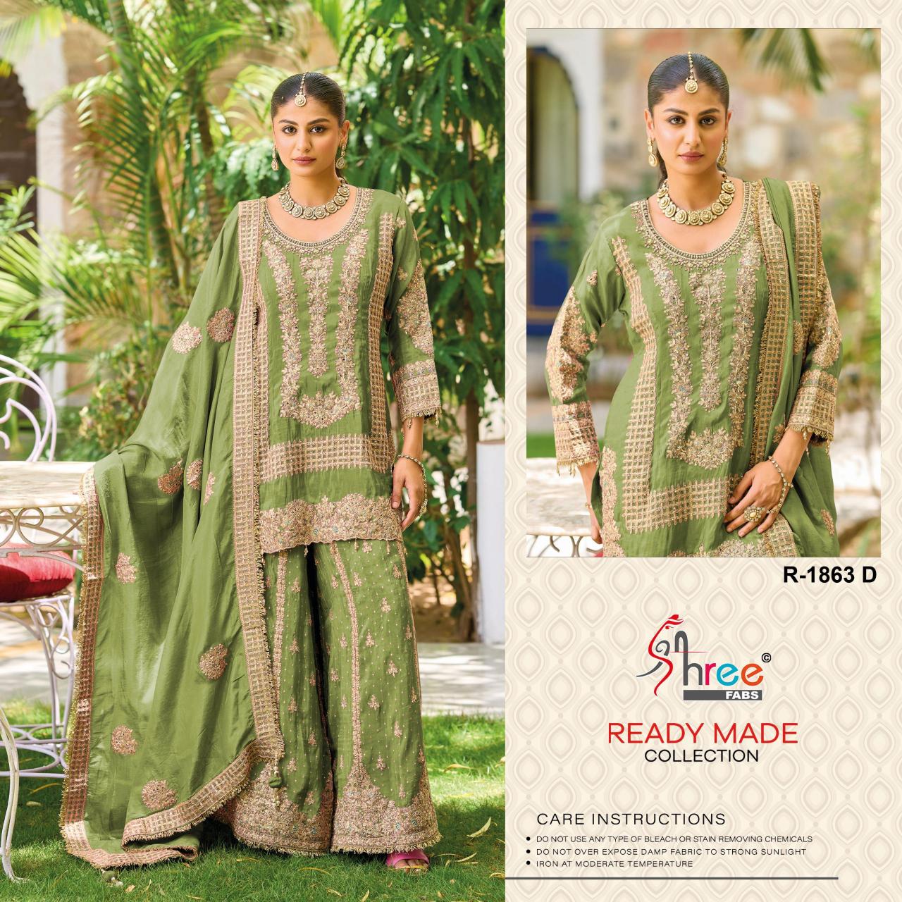 Shree Fabs R 1863 catalog akbar aslam pakistani suit wholesalers