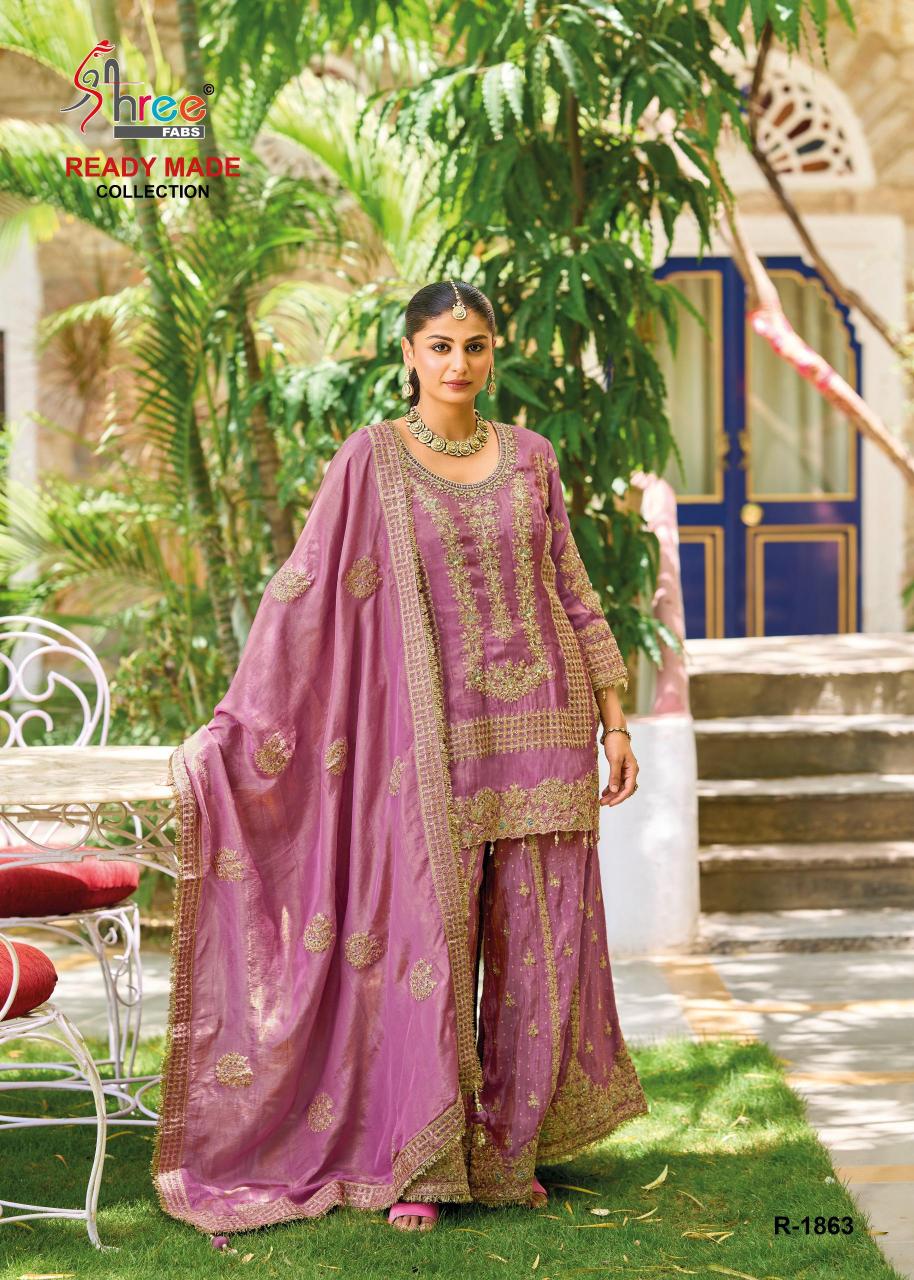 Shree Fabs R 1863 catalog akbar aslam pakistani suit wholesalers
