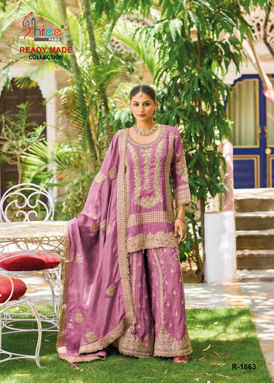 Shree Fabs R 1863 catalog akbar aslam pakistani suit wholesalers