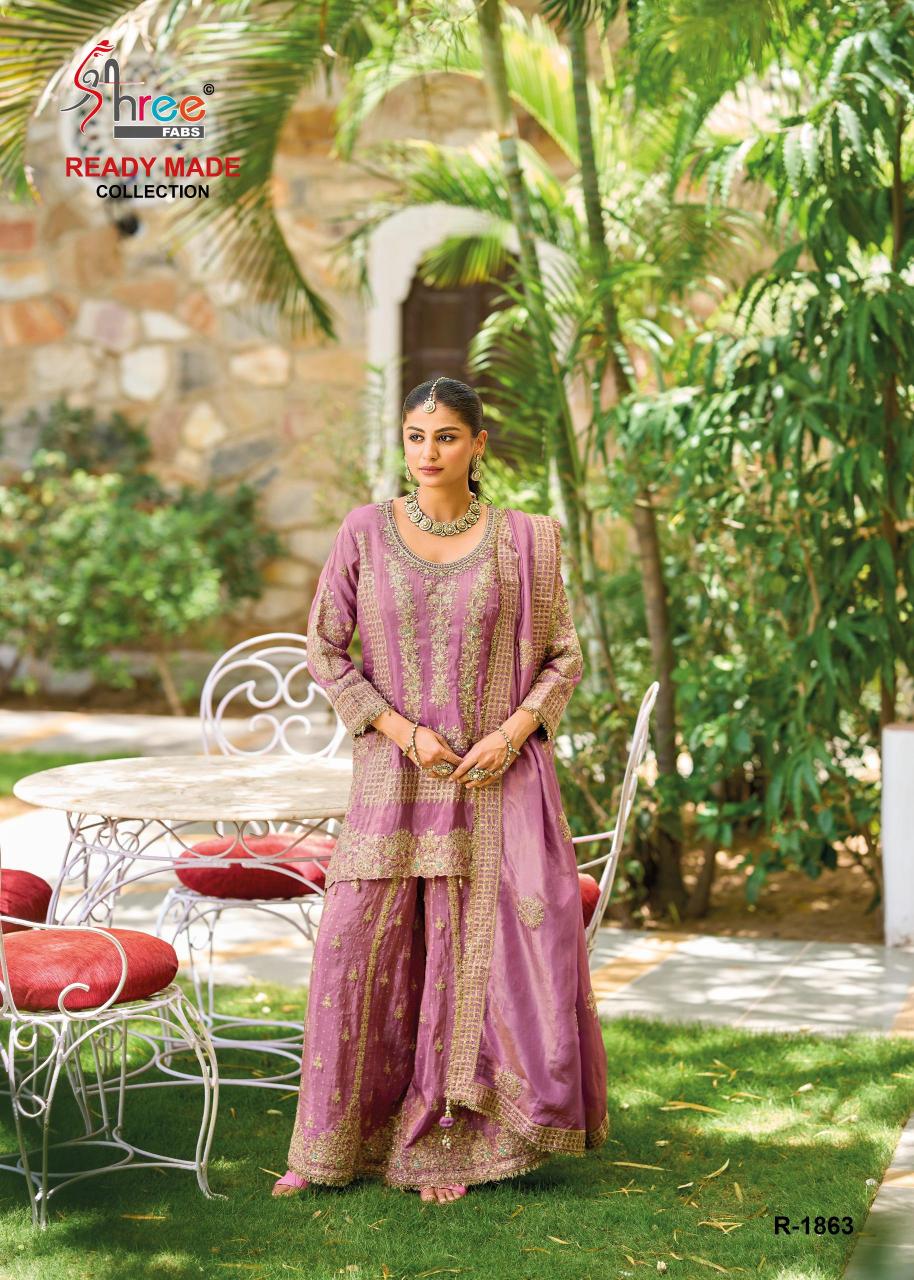 Shree Fabs R 1863 catalog akbar aslam pakistani suit wholesalers