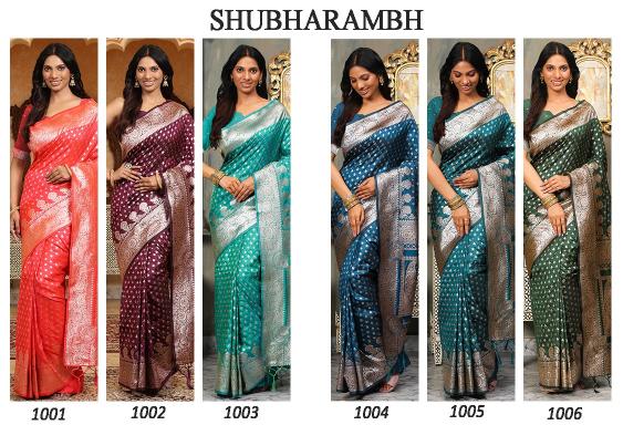 SHUBHARAMBH by Astita fancy designer BANARASI SILK fabric saree wholesale with Fancy latkan 