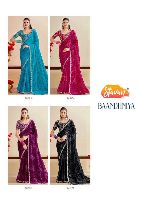 Stavan Bandhniya catalog saree embroidery designs in surat