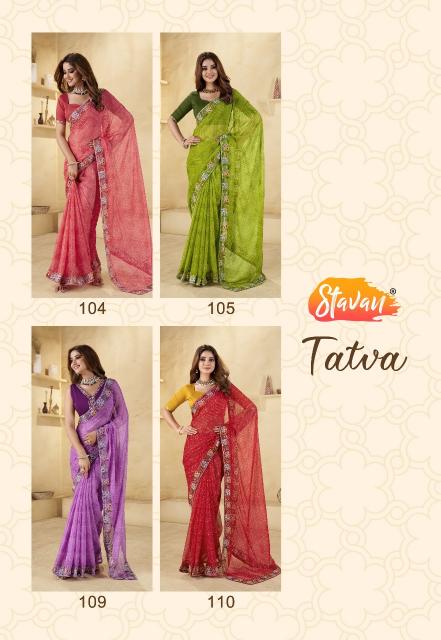 Stavan Tatva catalog printed chiffon sarees surat