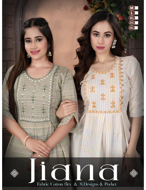 Trendy Jiana catalog branded kurtis b2b wholesale