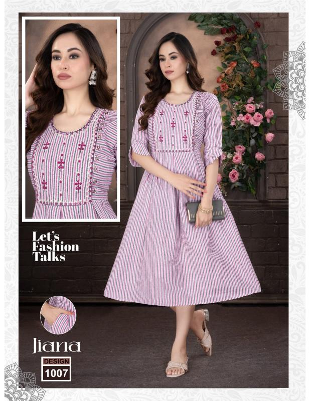 Trendy Jiana catalog branded kurtis b2b wholesale