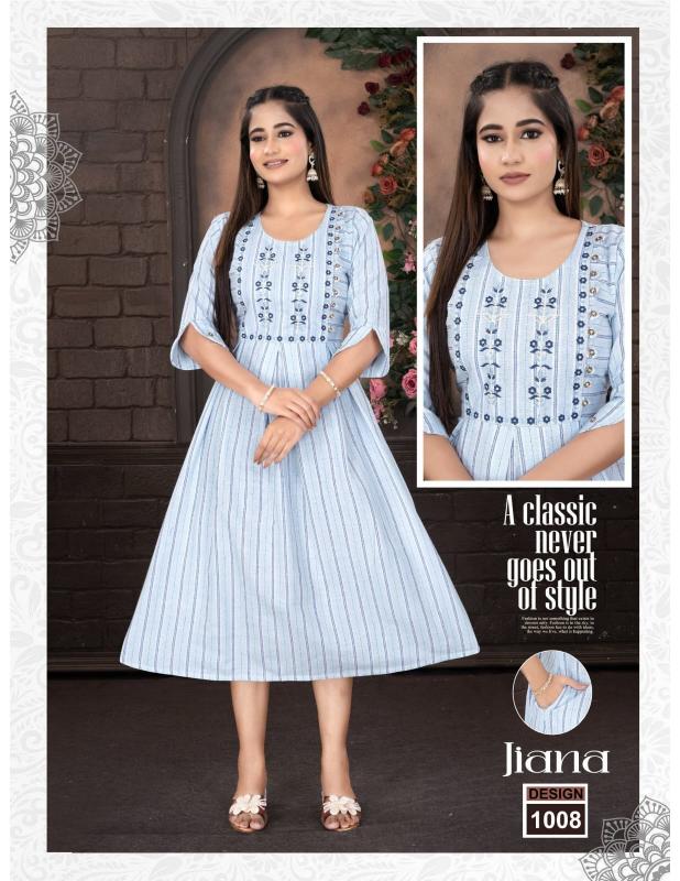 Trendy Jiana catalog branded kurtis b2b wholesale