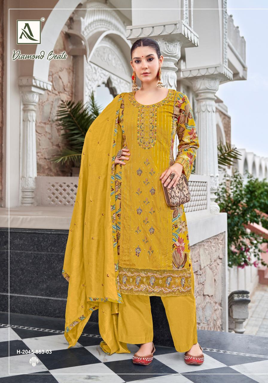 Alok Diamond Beats catalog wholesale partywear unstitched dress material