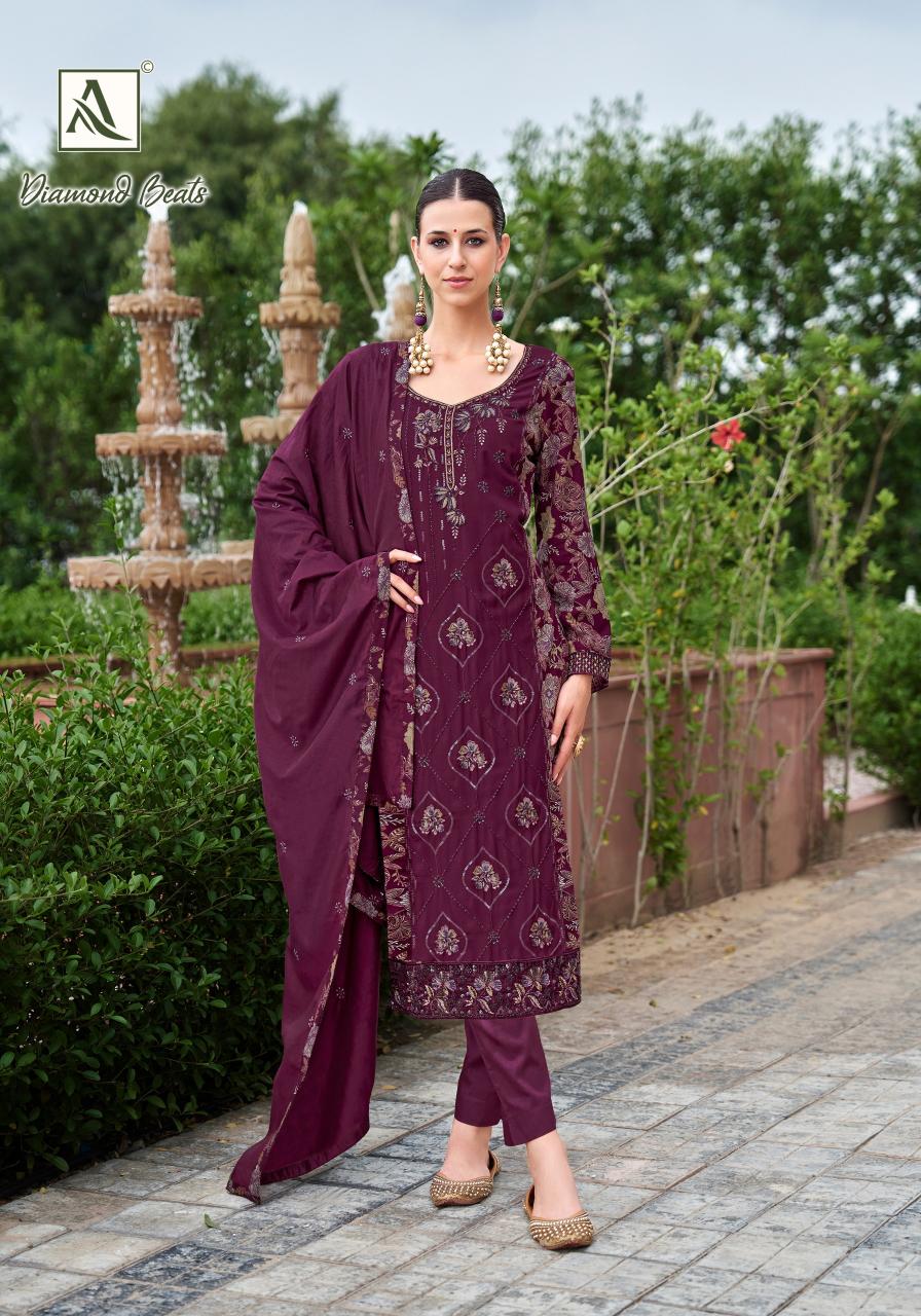 Alok Diamond Beats catalog wholesale partywear unstitched dress material