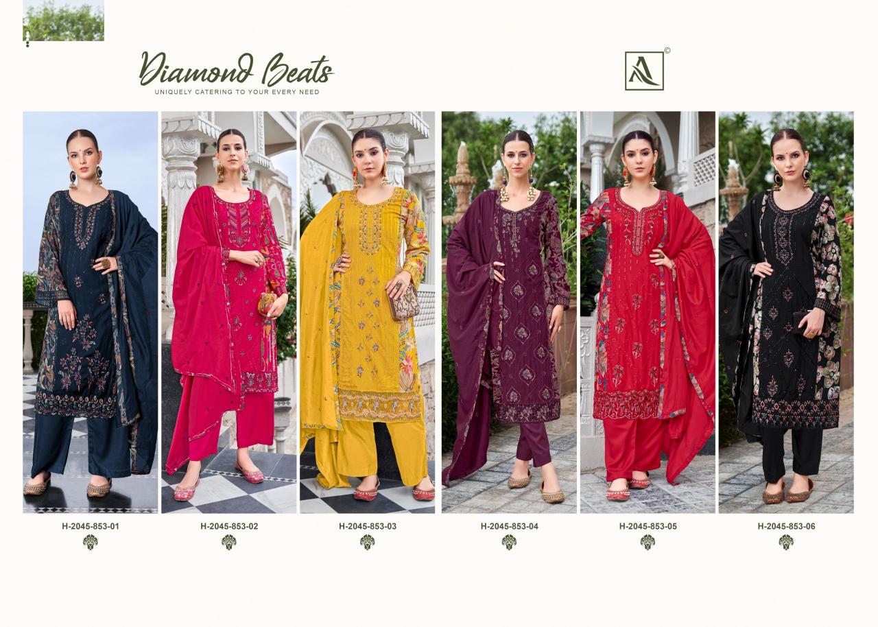 Alok Diamond Beats catalog wholesale partywear unstitched dress material